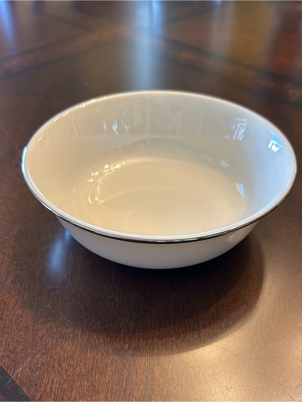 Lenox Solitaire Dimensions Classic Cream Ceramic Fruit Bowl with Platinum Rim
